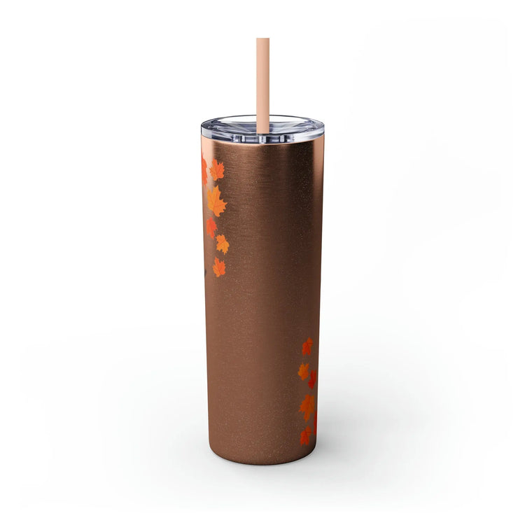 Skinny Tumbler with Straw, 20oz, Thanksgiving tumbler, Fall Tumbler, glitter tumbler, gift for her, Novelty tumbler, Hot water mug The Aurora Touch