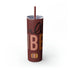 Fall Vibes Skinny Tumbler with Straw, 20oz - Brown Holiday Female Gift Water Cup, Thanksgiving Mug The Aurora Touch