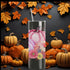 Skinny Tumbler with Straw, 20oz, Pumpkin design, Pink Tumbler, Fall Tumbler, Holiday Tumbler, Festive Tumbler, hot coffee tumbler The Aurora Touch