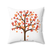 Spun Polyester Square Fall Pillow Autumn tree falling leaves print casual minimalist chair couch bed cushion sham The Aurora Touch