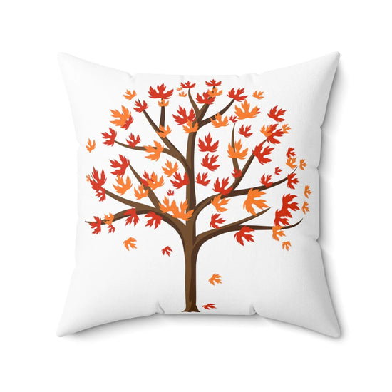 Spun Polyester Square Fall Pillow Autumn tree falling leaves print casual minimalist chair couch bed cushion sham The Aurora Touch