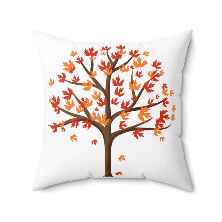 Spun Polyester Square Fall Pillow Autumn tree falling leaves print casual minimalist chair couch bed cushion sham The Aurora Touch