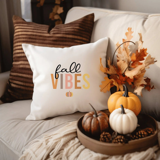 Spun Polyester Square Pillow, Fall Vibes minimilist style fashion casual laidback simple classy couch bed chair decor throw pillow The Aurora Touch