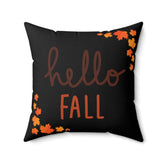 Square Pillow, Hello Fall Thanksgiving Haloween decorative Black Orange throw Holiday Autumn Pillow The Aurora Touch