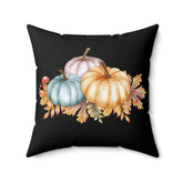 Square Pillow, Thanksgiving black pumpkin theme decorative throw holiday Fall vibes couch chair bed cushion The Aurora Touch