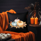 Square Pillow, Thanksgiving black pumpkin theme decorative throw holiday Fall vibes couch chair bed cushion The Aurora Touch