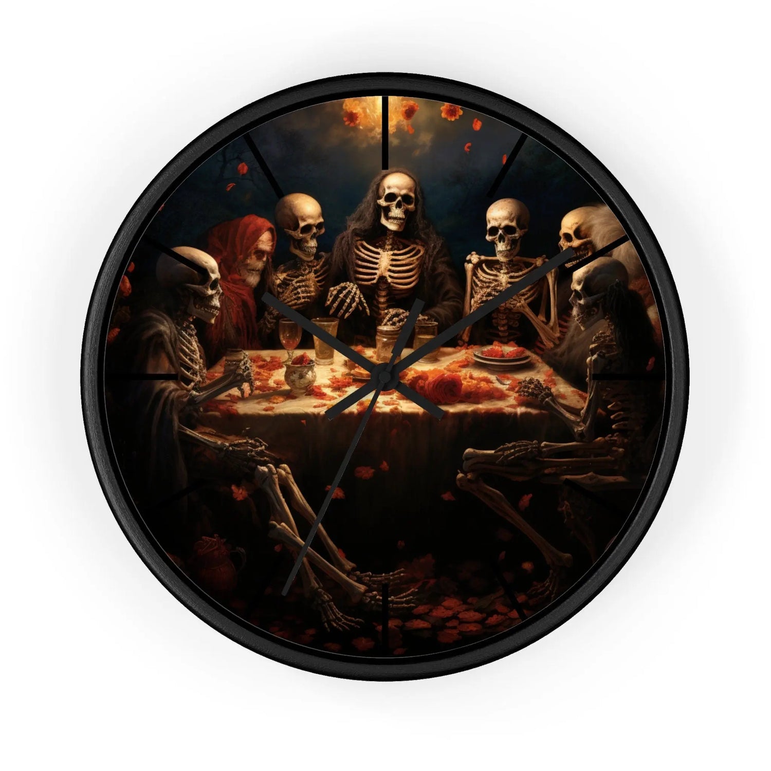 Wall Clock, Halloween Day of the dead last supper Fall portrait art kitchen hallway office family gift clock The Aurora Touch