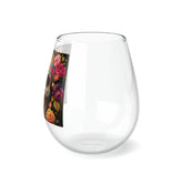 Stemless Wine Glass, 11.75oz Day of the Dead colorful sugar skull traditional portrait design social gathering wine glass The Aurora Touch