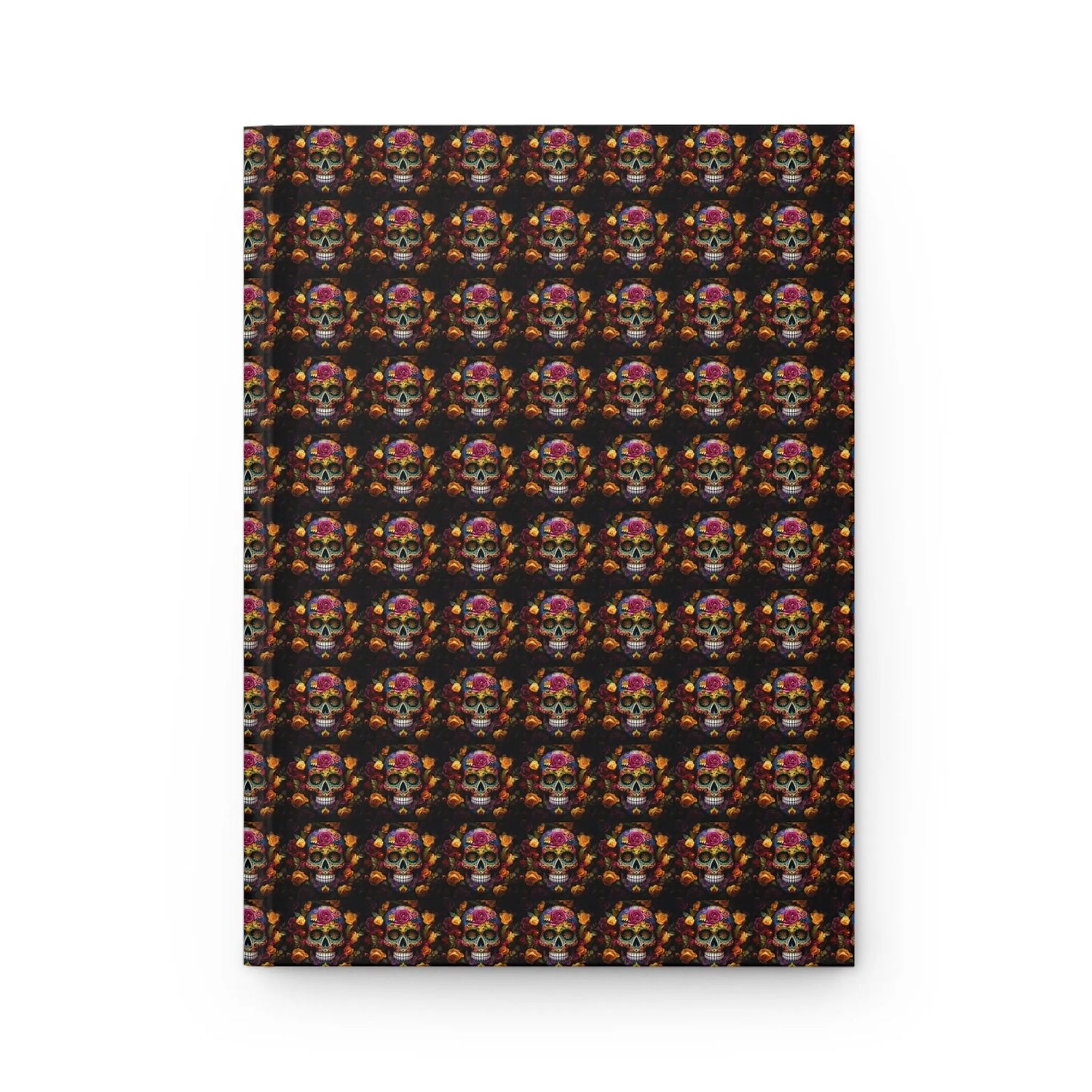 Hardcover Journal, Day of the Dead Dia de Los Muertos sugar skull floral Mexican tradion all over pattern design theme diary wrtiting book The Aurora Touch