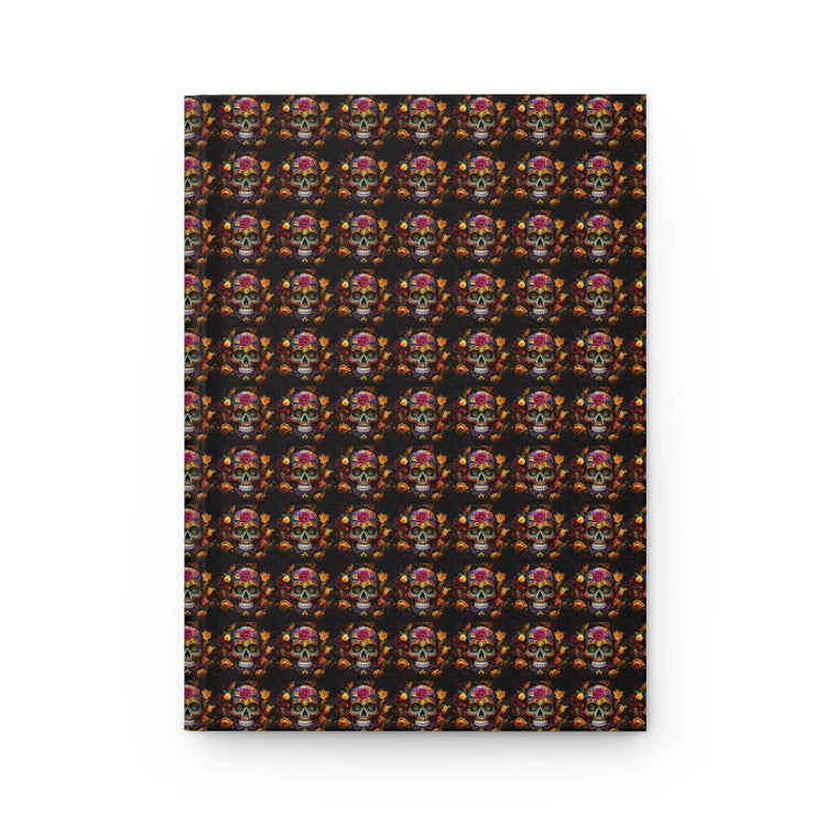 Hardcover Journal, Day of the Dead Dia de Los Muertos sugar skull floral Mexican tradion all over pattern design theme diary wrtiting book The Aurora Touch