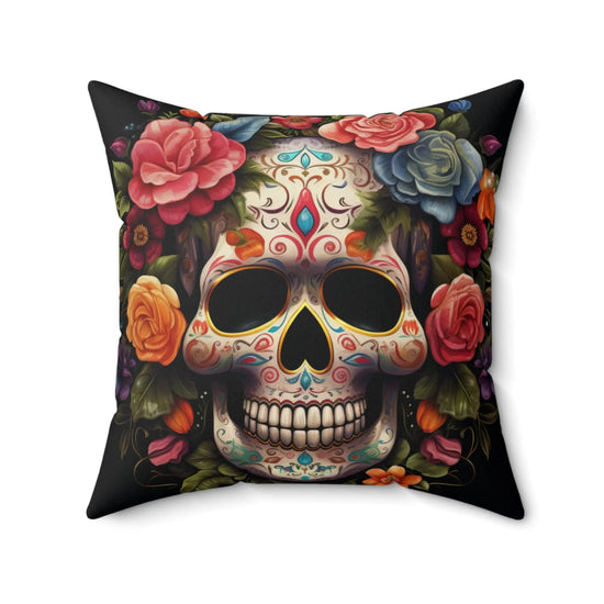 Square Pillow, Day of the dead Dia de Los Muertos colorful floral Halloween throw bedroom couch pillow house warming gift