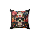 Square Pillow, Day of the dead Dia de Los Muertos colorful floral Halloween throw bedroom couch pillow house warming gift The Aurora Touch