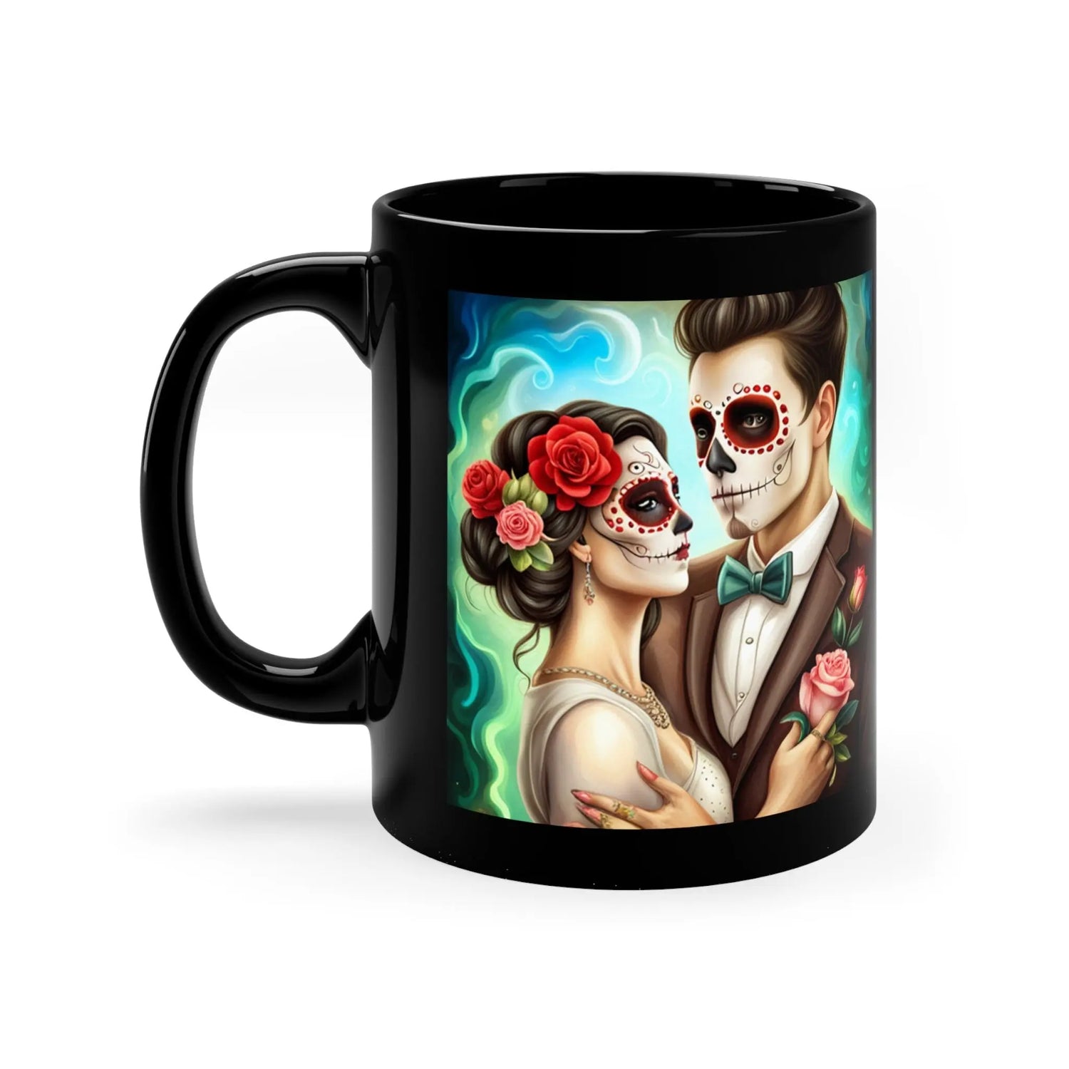 11oz Black Mug, Day of the dead, Bride and Groom, Halloween Mug, Black Novelty Mug, Wife Mug, Girlfriend Mug, Sexy Mug The Aurora Touch