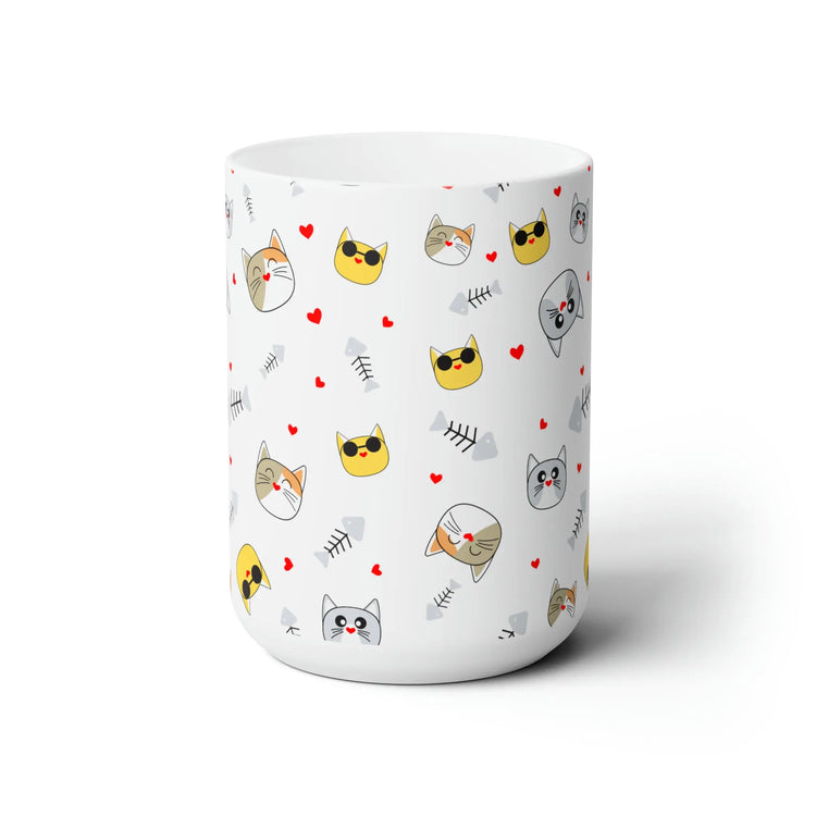 Ceramic Mug 15oz, Kitty Mug, Patter Mug, Coffee Mug, Novelty Mug, Animal Print Mug, White mug, Colorful Mug The Aurora Touch