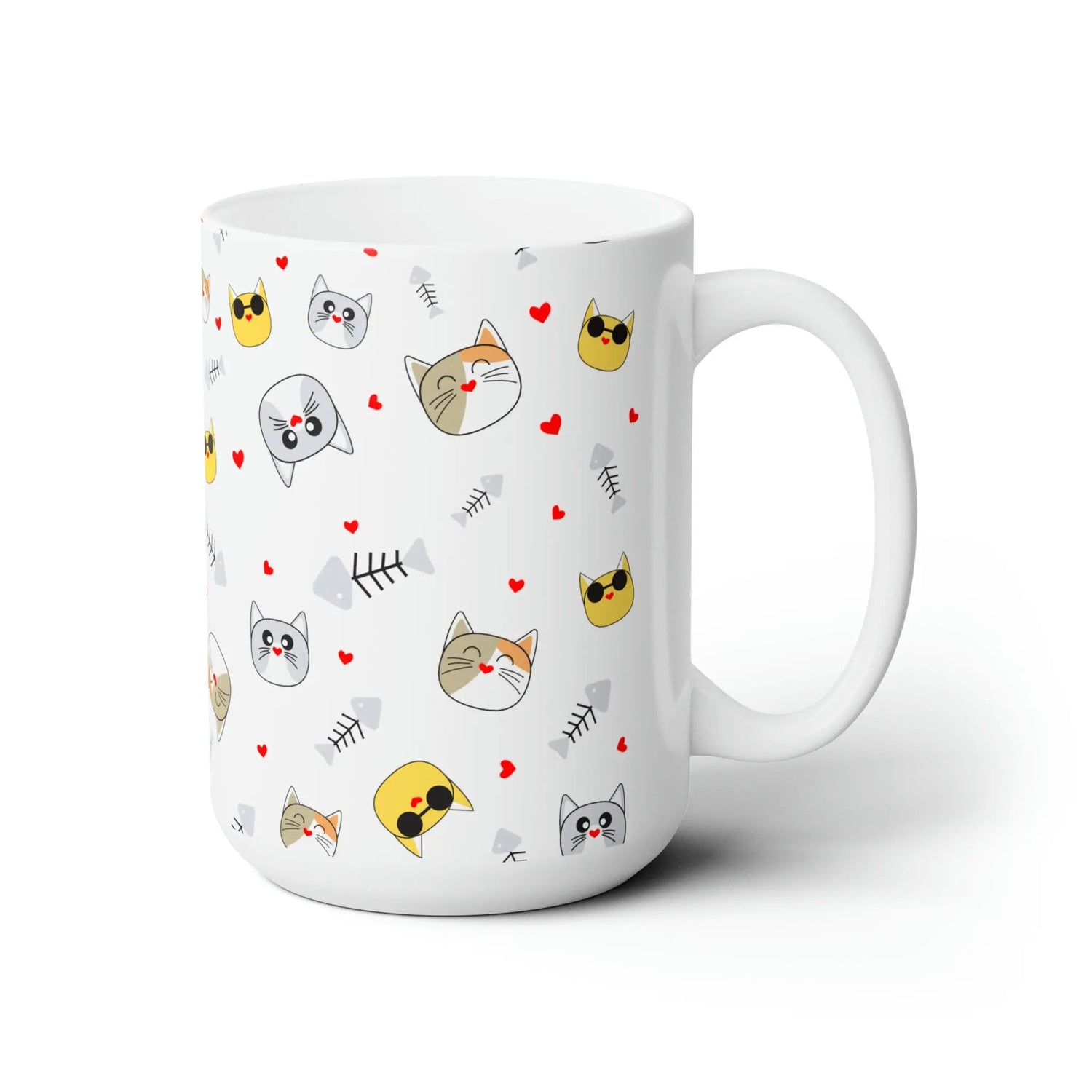 Ceramic Mug 15oz, Kitty Mug, Patter Mug, Coffee Mug, Novelty Mug, Animal Print Mug, White mug, Colorful Mug The Aurora Touch