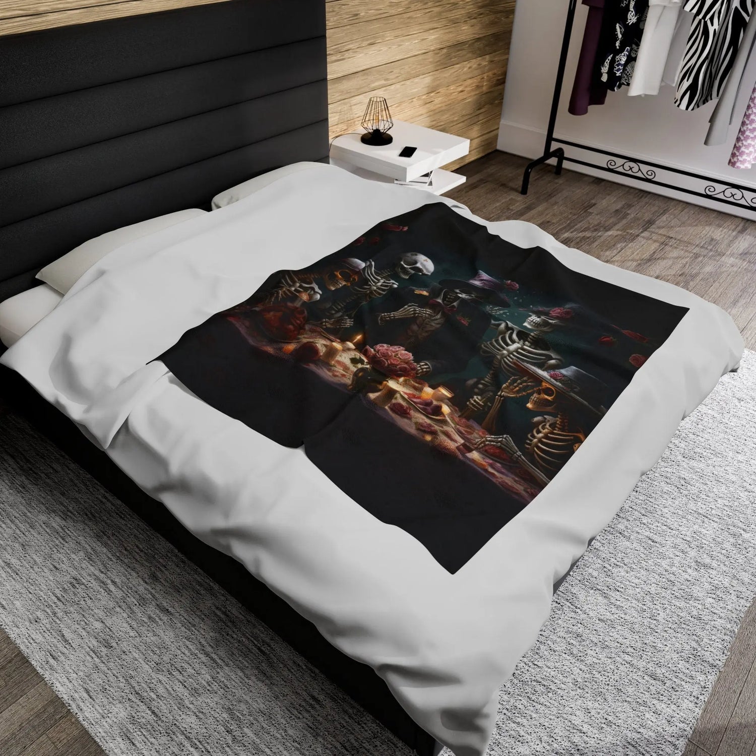 Day of the Dead velveteen blanket la ofrenda Mexican traditional dia de los muertos art design any room decor blanket
