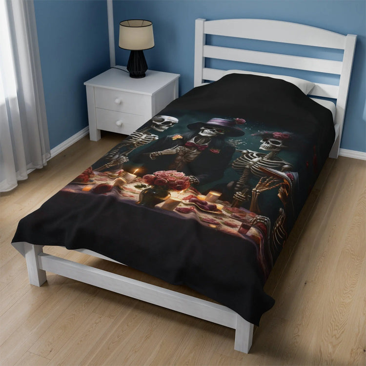 Day of the Dead velveteen blanket la ofrenda Mexican traditional dia de los muertos art design any room decor blanket