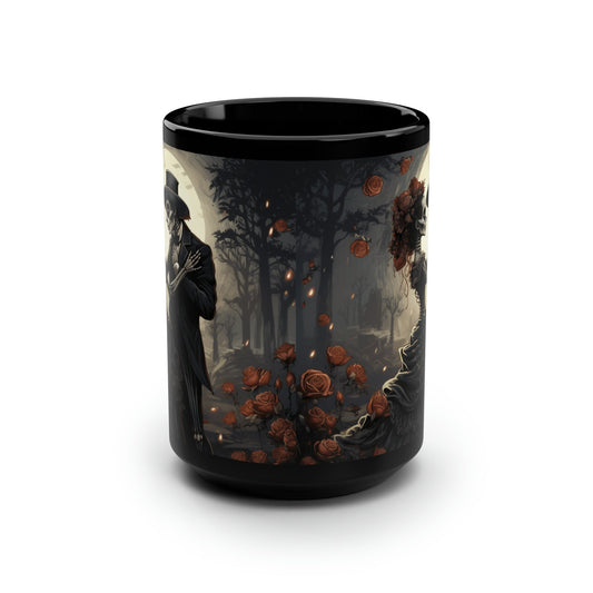 Black Mug, 15oz, Day of The Dead Mug, Dia de Los Muertos, Tasa de Cafe, Coffee cup, Tea Cup, Halloween Mug, Novelty Coffee Mug