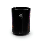Black Mug, 15oz, Day of the Dead Dia de Los Muertos traditional couple print potrait Halloween season festive kitchen decor beverage cup The Aurora Touch