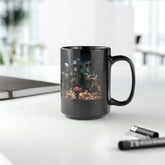 Black Mug, 15oz, Dia de Los Muertos Day Of the Dead Halloween festive family home single living traditional Mexican art kitchen beverage mug The Aurora Touch