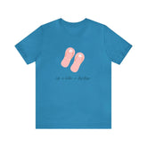 Pink Unisex Flip Flop Tshirt, Fun Summer Tshirt, Pink Novelty Tshirt, yellow summer novelty Tshirt, Pink Flip Flops Tshirt