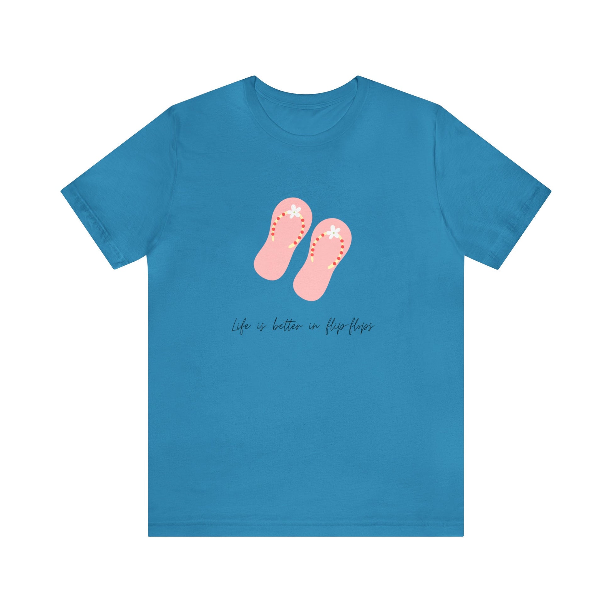 Pink Unisex Flip Flop Tshirt, Fun Summer Tshirt, Pink Novelty Tshirt, yellow summer novelty Tshirt, Pink Flip Flops Tshirt