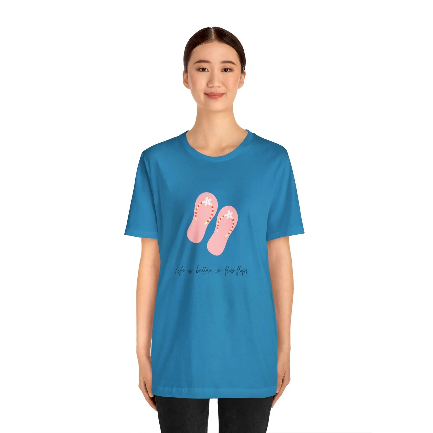 Pink Unisex Flip Flop Tshirt, Fun Summer Tshirt, Pink Novelty Tshirt, yellow summer novelty Tshirt, Pink Flip Flops Tshirt