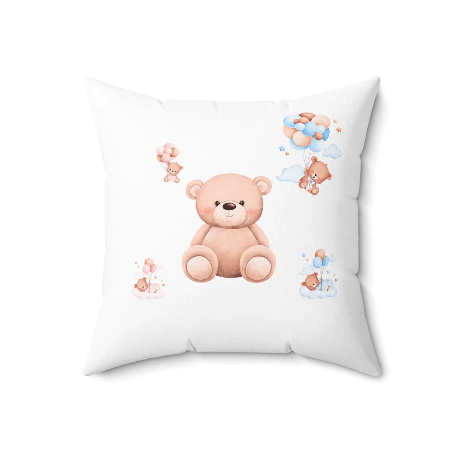 Faux Suede Square Pillow, Teddy Bear soft infant baby toddler cute child bed crib accent throw pillow The Aurora Touch
