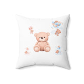 Faux Suede Square Pillow, Teddy Bear soft infant baby toddler cute child bed crib accent throw pillow The Aurora Touch