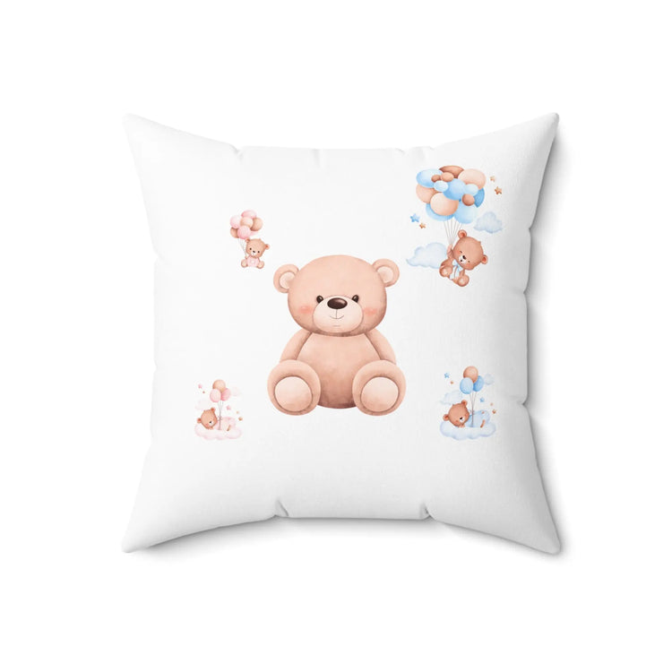 Faux Suede Square Pillow, Teddy Bear soft infant baby toddler cute child bed crib accent throw pillow The Aurora Touch