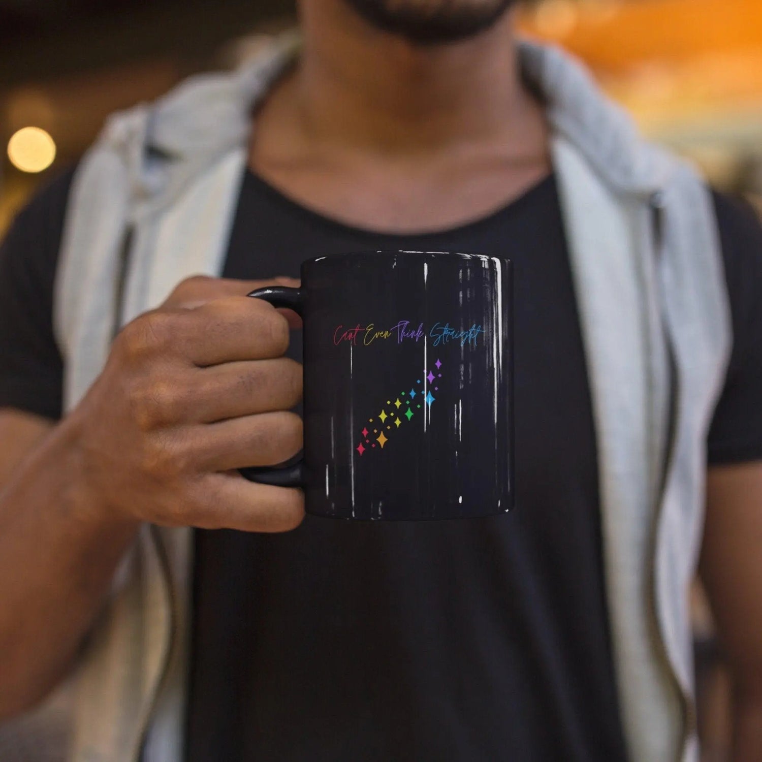 Pride Mug, Black rainbow color sarcastic silly saying novelty LGBTQ+ conversation beverage coffe tea cup The Aurora Touch