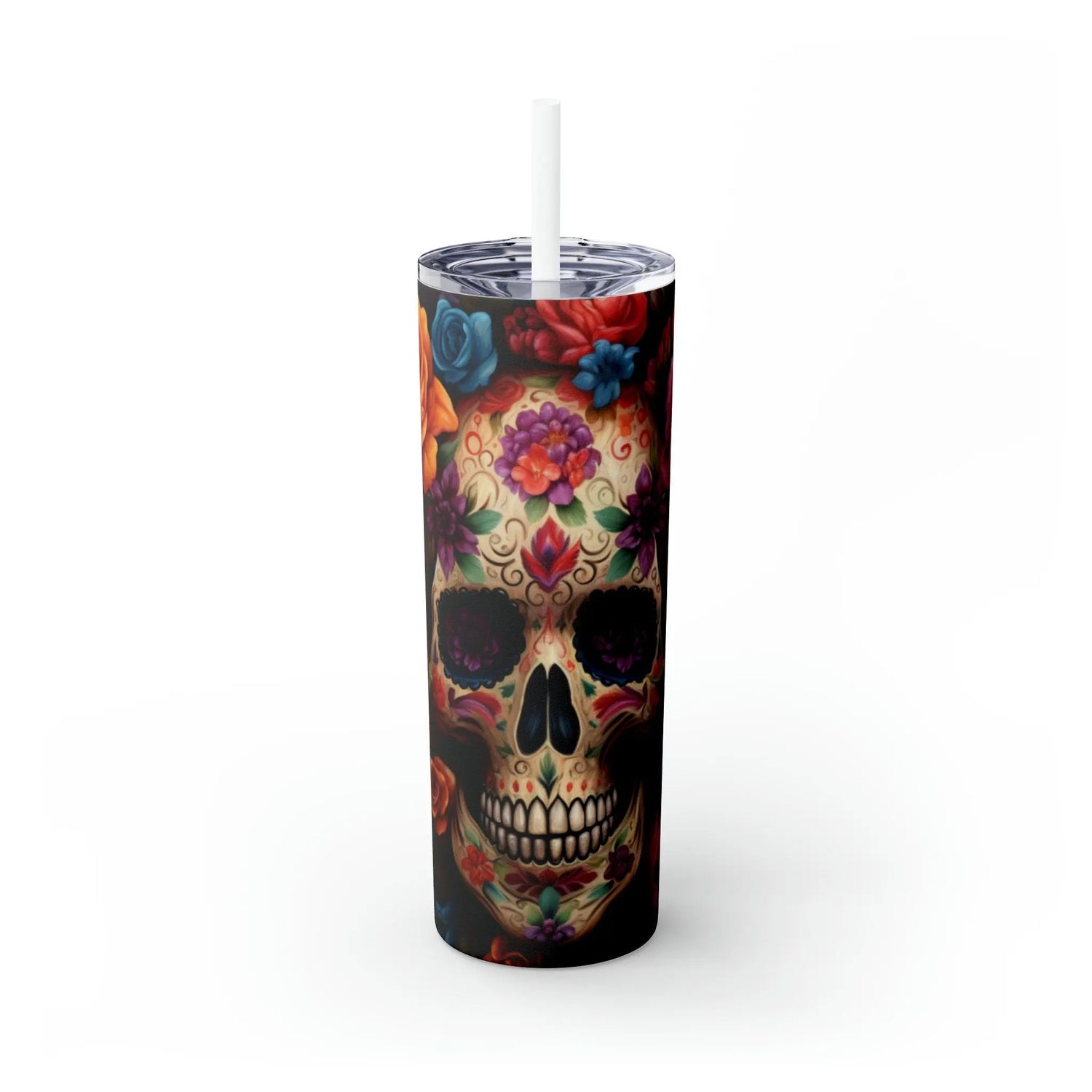 Cadaver Dia de Los Muertos Colorful 20oz Tumbler, Halloween Artistic Straw Cup, Day of the Dead Design Mug, Unique Gift, Festive Drinkware The Aurora Touch