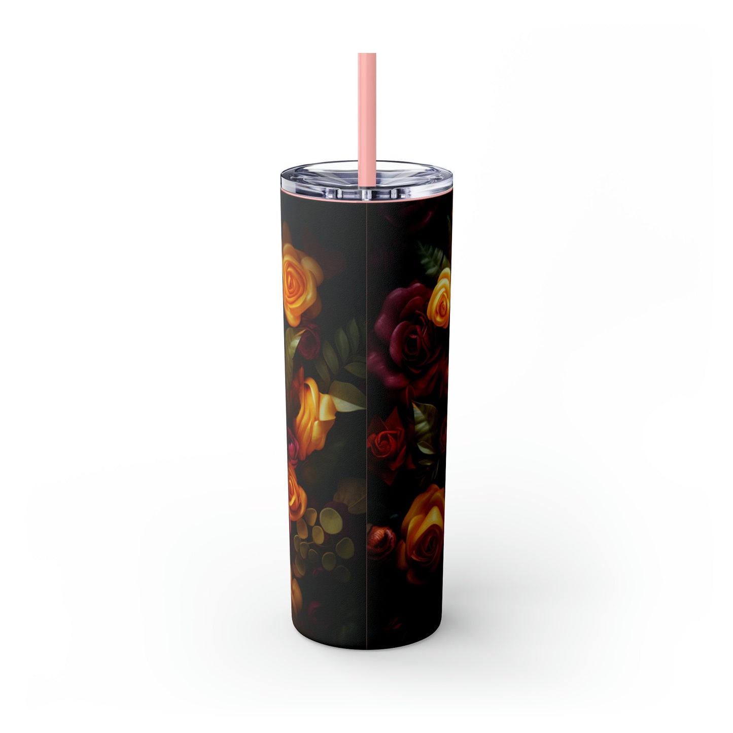 Dia de Los Muertos Skinny Tumbler, 20oz - Cadaver Design - Colorful Artistic Halloween Cup - Day of the Dead Mug, Holiday Tumbler