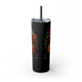 Skinny Tumbler with Straw, 20oz, Dia de Los Muertos day of the dead Mexican tradition artistic non- toxic hot cold carry around mug tumbler The Aurora Touch