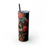 Skinny Tumbler with Straw, 20oz, Dia de Los Muertos day of the dead Mexican tradition artistic non- toxic hot cold carry around mug tumbler The Aurora Touch