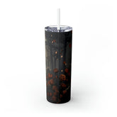 Artistic Day of the Dead Skinny Tumbler with Straw 20oz Dia de los Muertos traditional art print all-purpose travel car designer cup The Aurora Touch