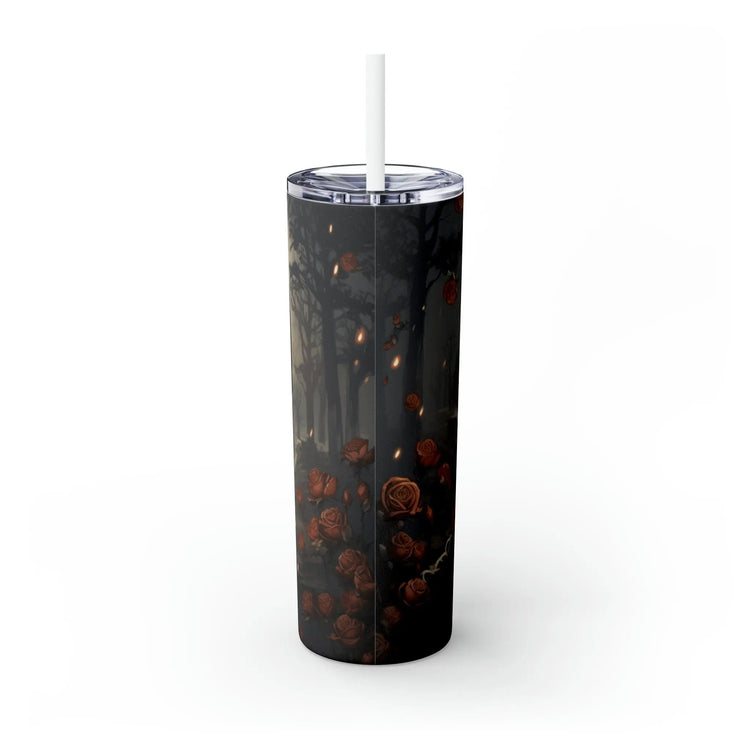 Artistic Day of the Dead Skinny Tumbler with Straw 20oz Dia de los Muertos traditional art print all-purpose travel car designer cup The Aurora Touch