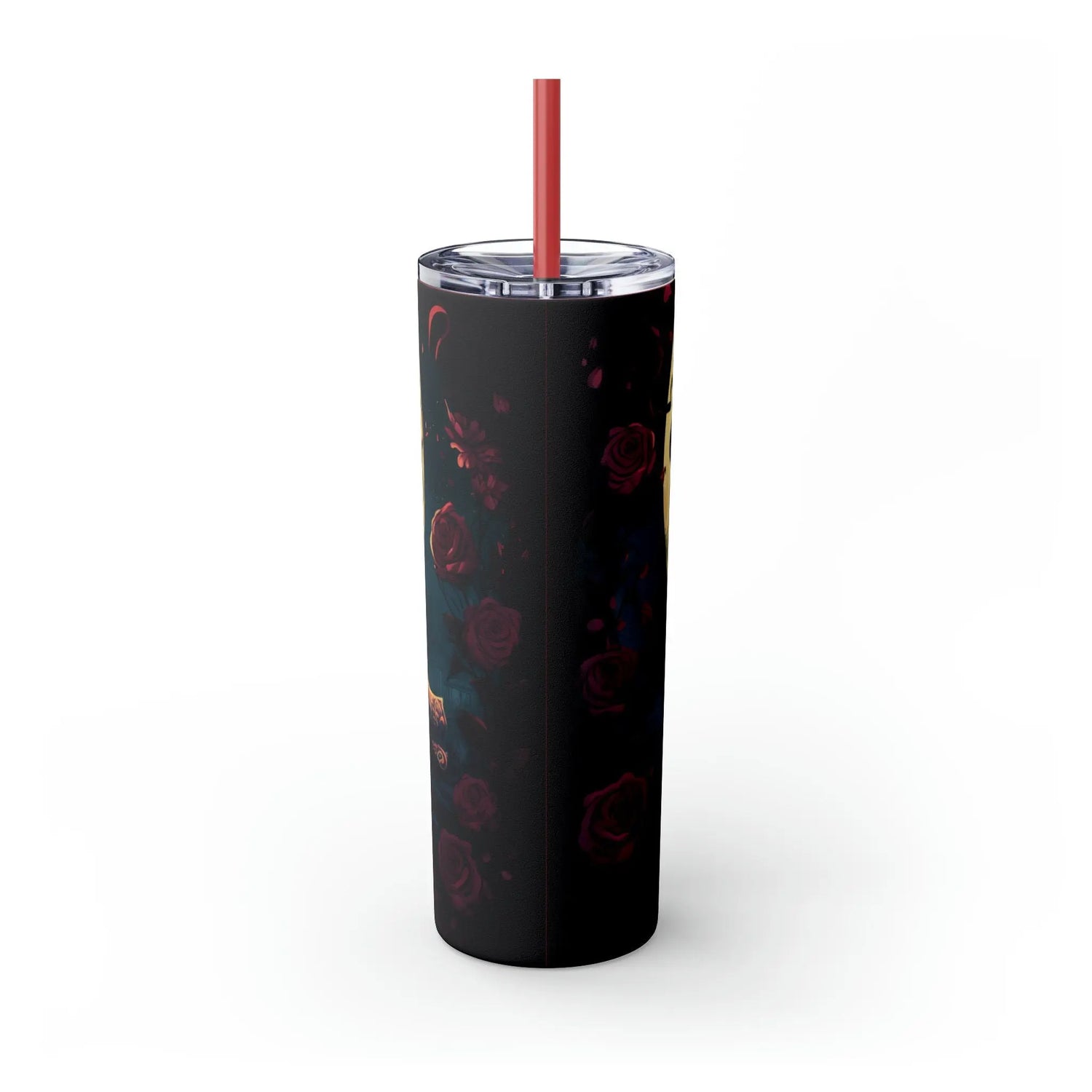 Skinny Tumbler with Straw, 20oz, Day of the dead Couple, Dia de Los Muertos, Halloween tumbler, Artistic Tumbler, Colorful Tumbler The Aurora Touch