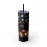 Day of the Dead 20oz Skinny Tumbler with Straw, Colorful Dia de Los Muertos Halloween Artistic Cup, Dead Mans Party Mug, Gift for Halloween The Aurora Touch
