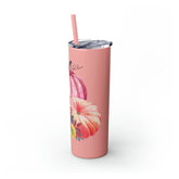 Skinny Tumbler with Straw, 20oz, Pumpkin design, Pink Tumbler, Fall Tumbler, Holiday Tumbler, Festive Tumbler, hot coffee tumbler The Aurora Touch