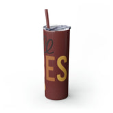 Fall Vibes Skinny Tumbler with Straw, 20oz - Brown Holiday Female Gift Water Cup, Thanksgiving Mug The Aurora Touch