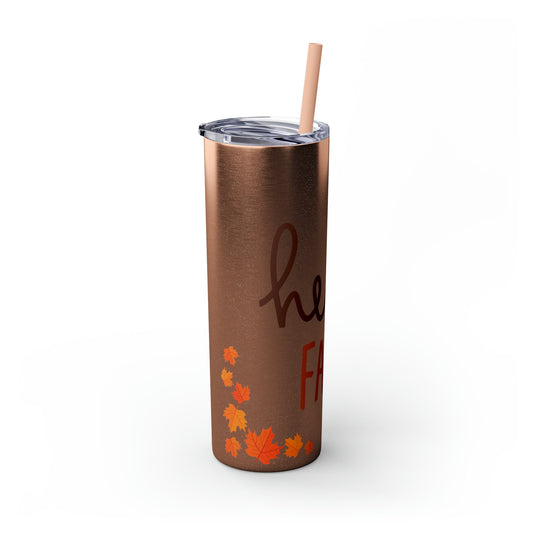 Skinny Tumbler with Straw, 20oz, Thanksgiving tumbler, Fall Tumbler, glitter tumbler, gift for her, Novelty tumbler, Hot water mug
