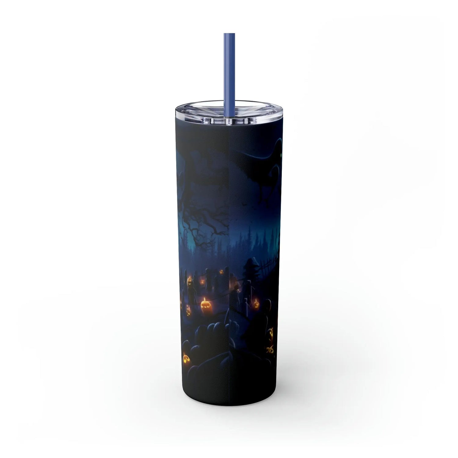 Mystic Halloween Skinny Tumbler with Straw 20oz spooky holiday pixar style all purpose travel hiking car festive large family drinking cup The Aurora Touch