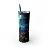 Mystic Halloween Skinny Tumbler with Straw 20oz spooky holiday pixar style all purpose travel hiking car festive large family drinking cup The Aurora Touch