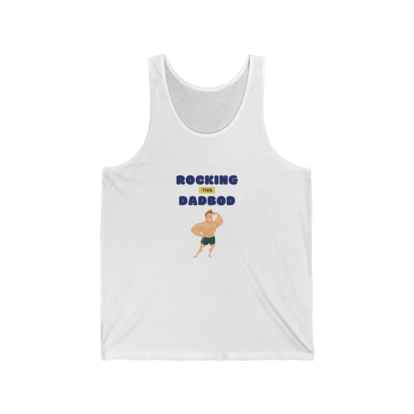 Rocking Dad Bod Jersey Tank, beach wear, male white tank, whie casual Tank, Men's Novelty Tank, Dad Birthday, Papa gift, gift for trainer