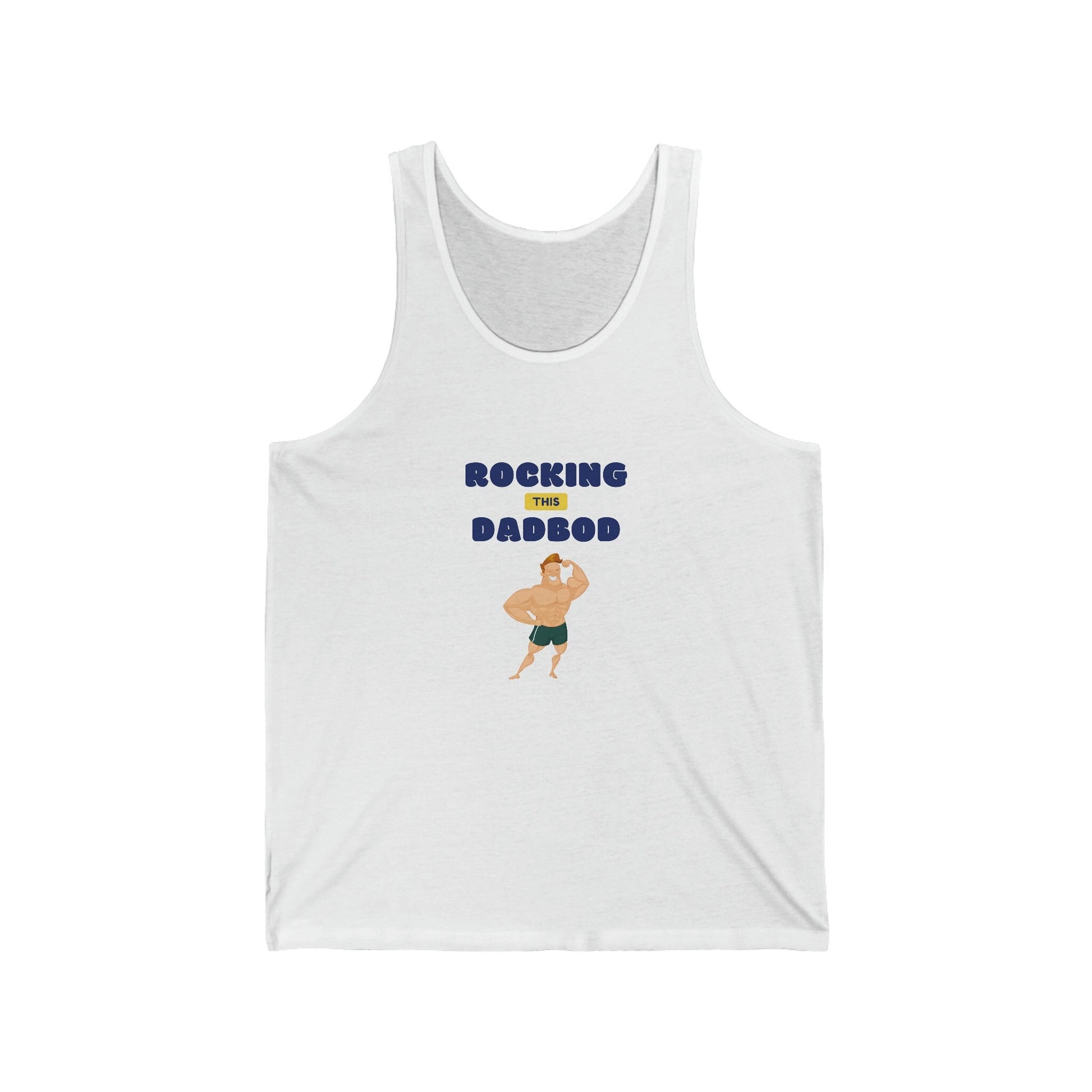Rocking Dad Bod Jersey Tank, beach wear, male white tank, whie casual Tank, Men's Novelty Tank, Dad Birthday, Papa gift, gift for trainer