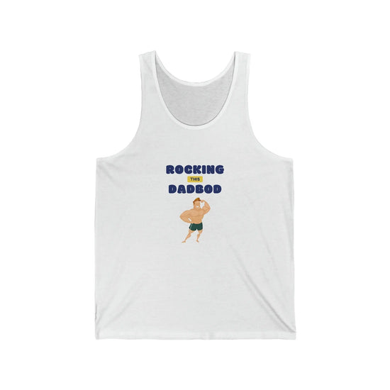 Rocking Dad Bod Jersey Tank, beach wear, male white tank, whie casual Tank, Men&