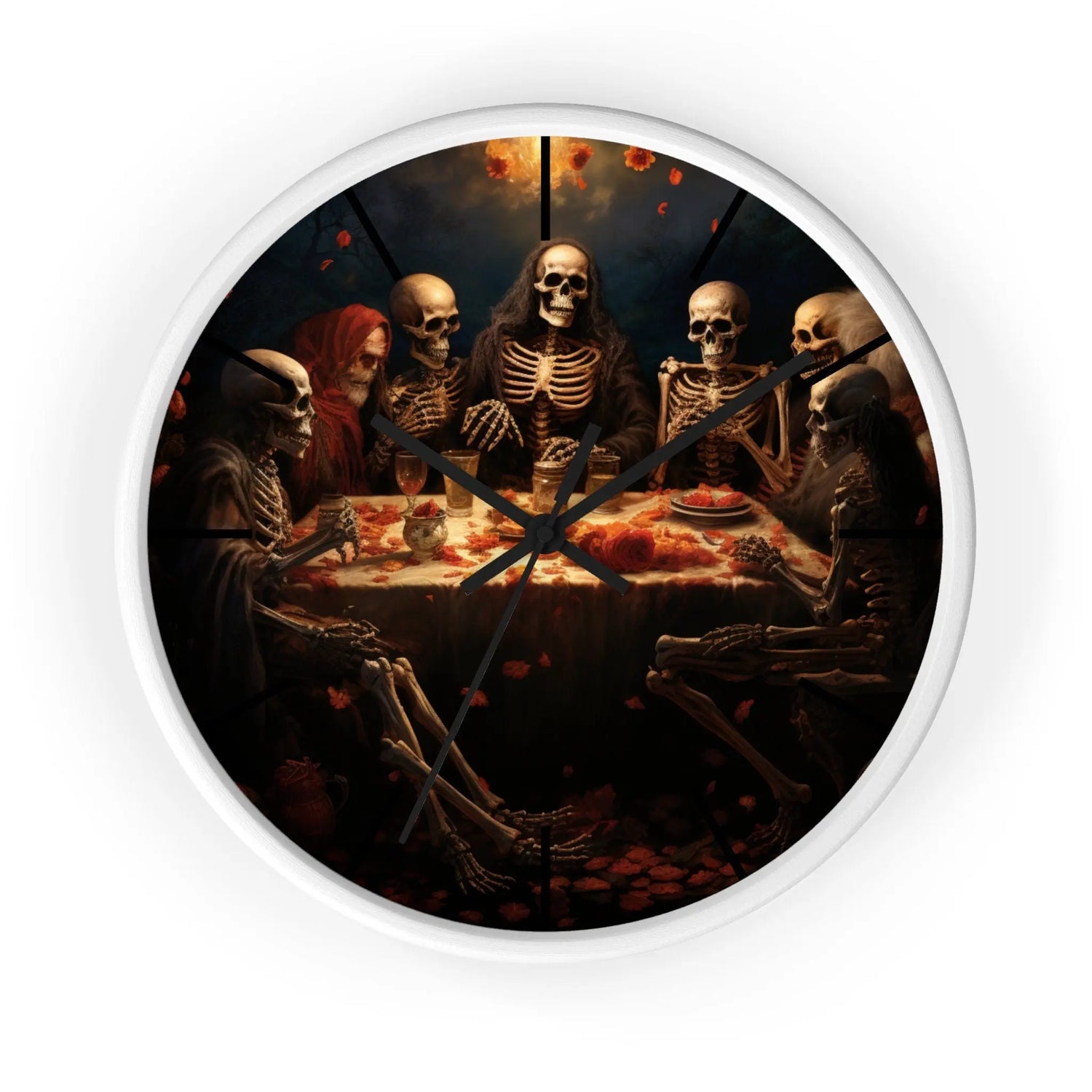 Wall Clock, Halloween Day of the dead last supper Fall portrait art kitchen hallway office family gift clock The Aurora Touch