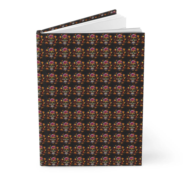 Hardcover Journal, Day of the Dead Dia de Los Muertos sugar skull floral Mexican tradion all over pattern design theme diary wrtiting book The Aurora Touch