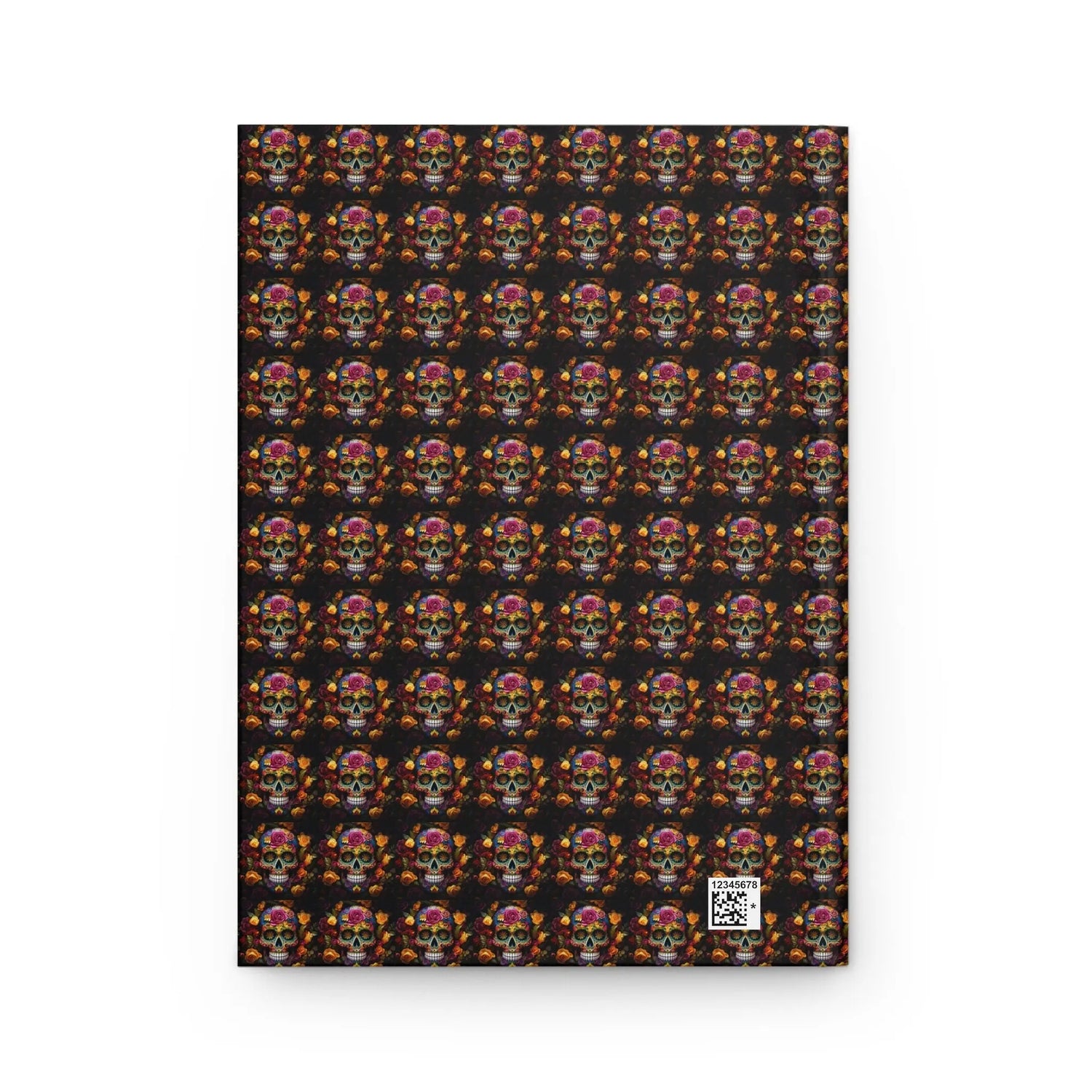 Hardcover Journal, Day of the Dead Dia de Los Muertos sugar skull floral Mexican tradion all over pattern design theme diary wrtiting book The Aurora Touch